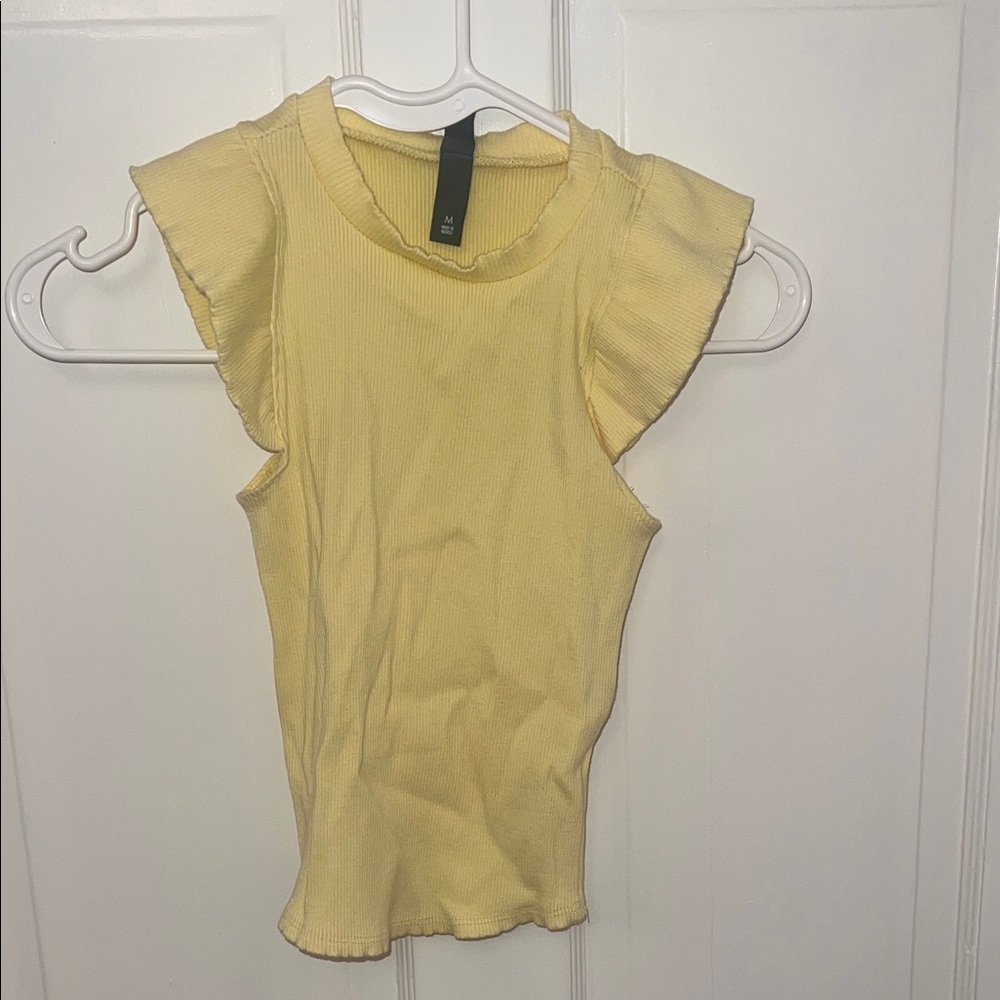 Francesca's Collections Yellow Ruffle Tank Top